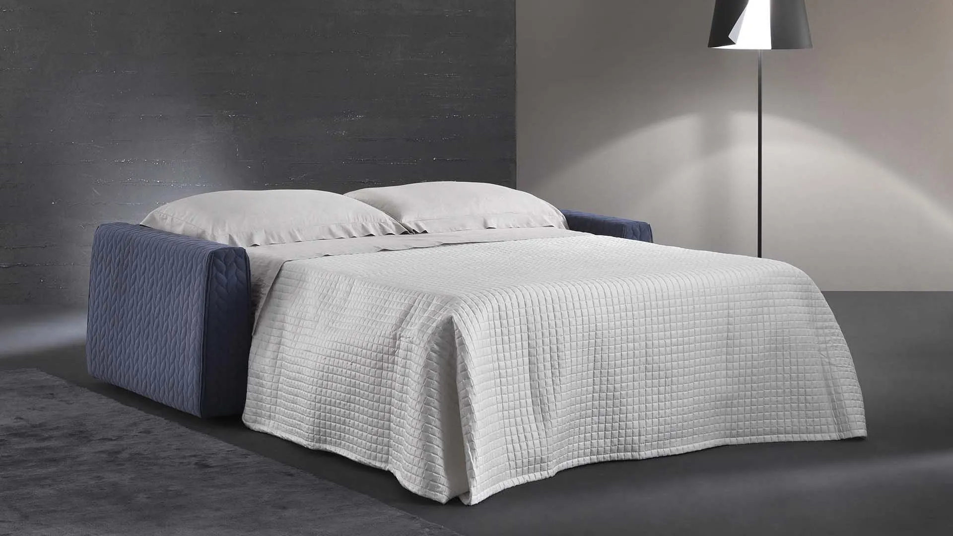 Divano letto lineare in tessuto sfoderabile