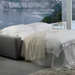 Divano letto due posti lineare in tessuto